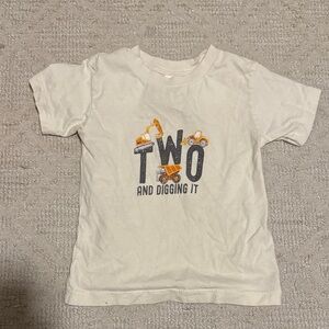 2nd birthday Cream Tee with Construction Theme